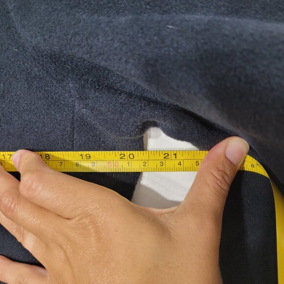 Peter Nygard Dark Navy Blue Double Breasted Pea Coat Flap Wool Blend Pocket 10 - Picture 11 of 11